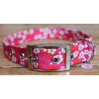 Liberty Blossom on Pink Dog Collar