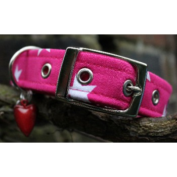 Pink with White Stars Dog Collar