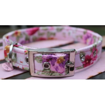 Vintage Flowers on Pink Dog Collar