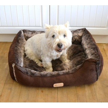 Luxurious Faux Fur And Suede Dog Bed