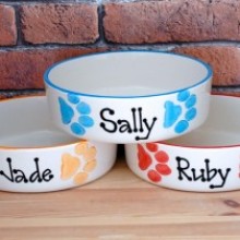 Personalised Ceramic Paw Print Dog Bowls